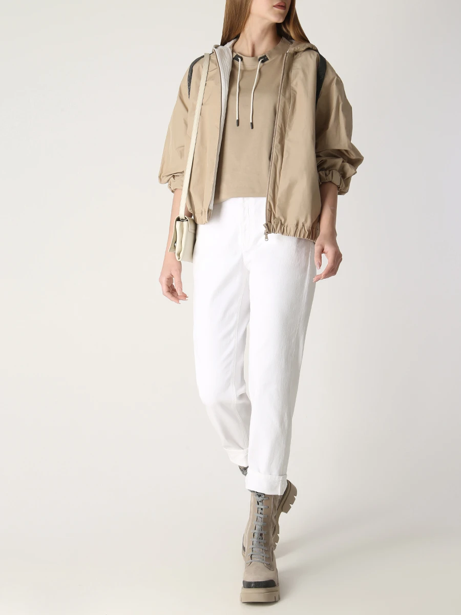 Футболка хлопковая BRUNELLO CUCINELLI M0A45SS630 C8695 Шнурки Бежевый  Фото 2