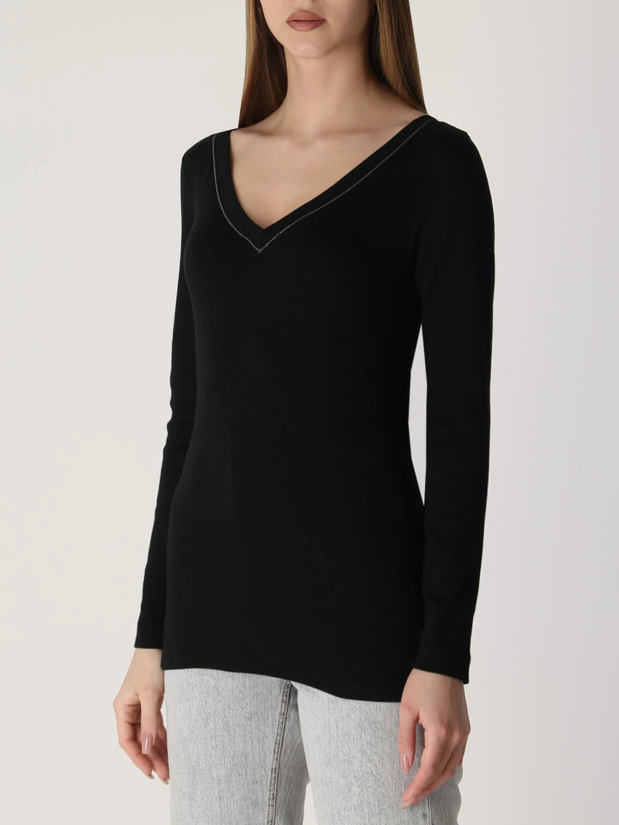 Футболка хлопковая BRUNELLO CUCINELLI M0TC8BJ302 C101 Черный  Фото 4