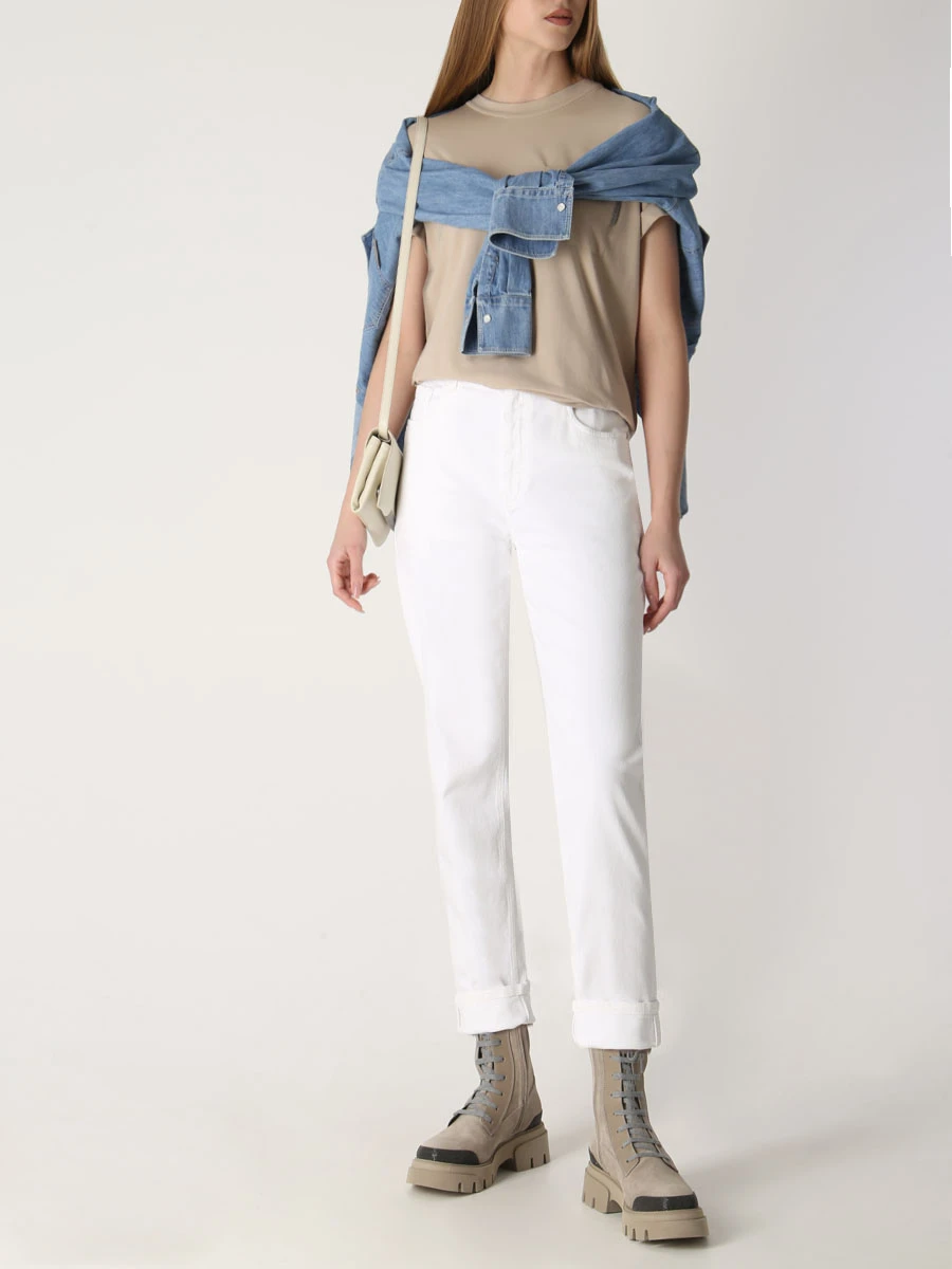 Футболка хлопковая BRUNELLO CUCINELLI M0T18BB300 C8539 Бежевый  Фото 2
