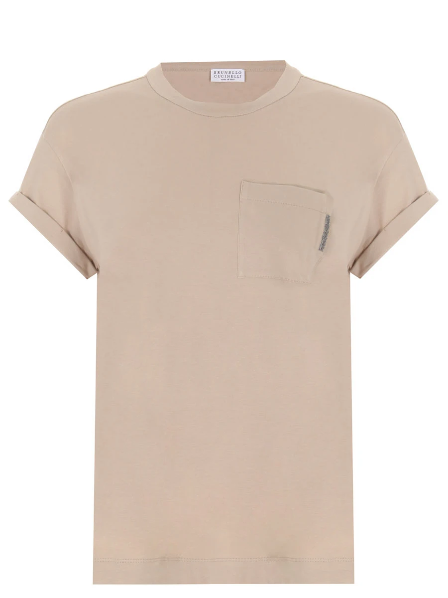 Футболка хлопковая BRUNELLO CUCINELLI M0T18BB300 C8539 Бежевый 