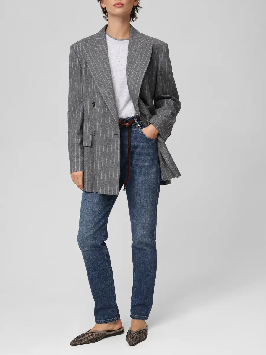 Футболка хлопковая BRUNELLO CUCINELLI M0T18BD200 C8003 Серый  Фото 2