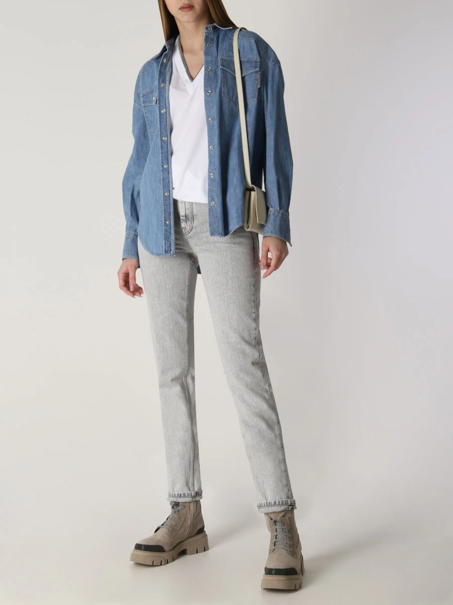 Футболка хлопковая BRUNELLO CUCINELLI M0T18BD222 C159 Белый  Фото 2