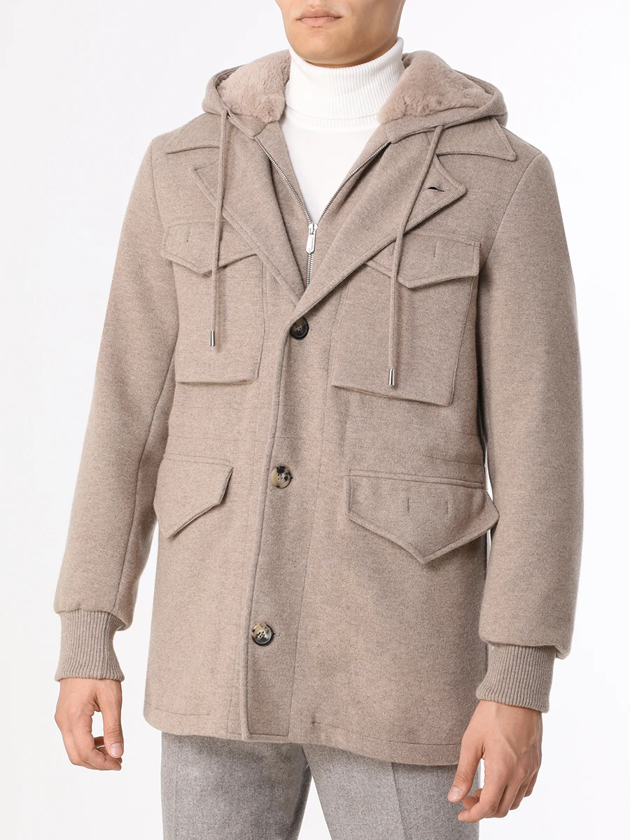 Куртка кашемировая на меху SVEVO 01055SA22 MP01/2 200008 Кремовый  Фото 4