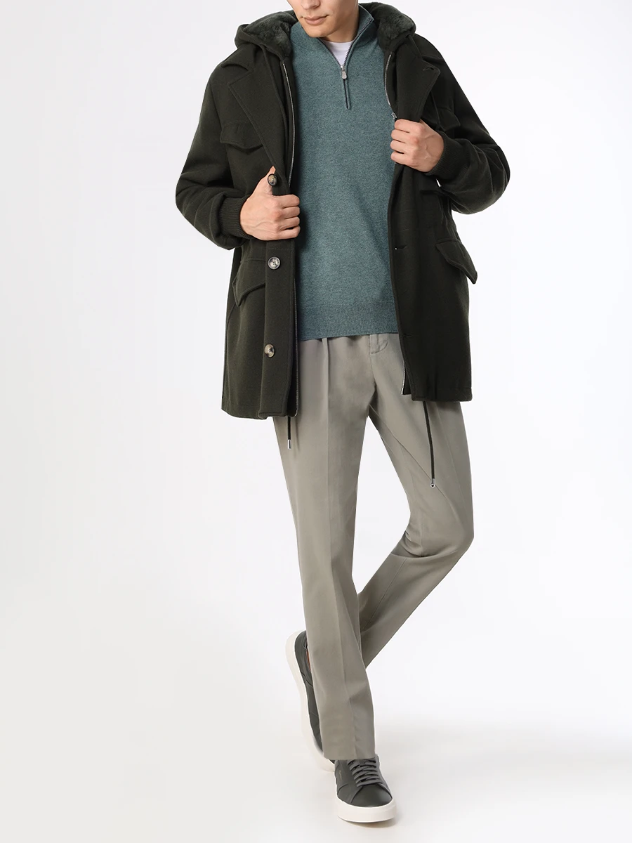 Куртка кашемировая на меху SVEVO 01055SA22 MP01/2 21606 Зеленый  Фото 2