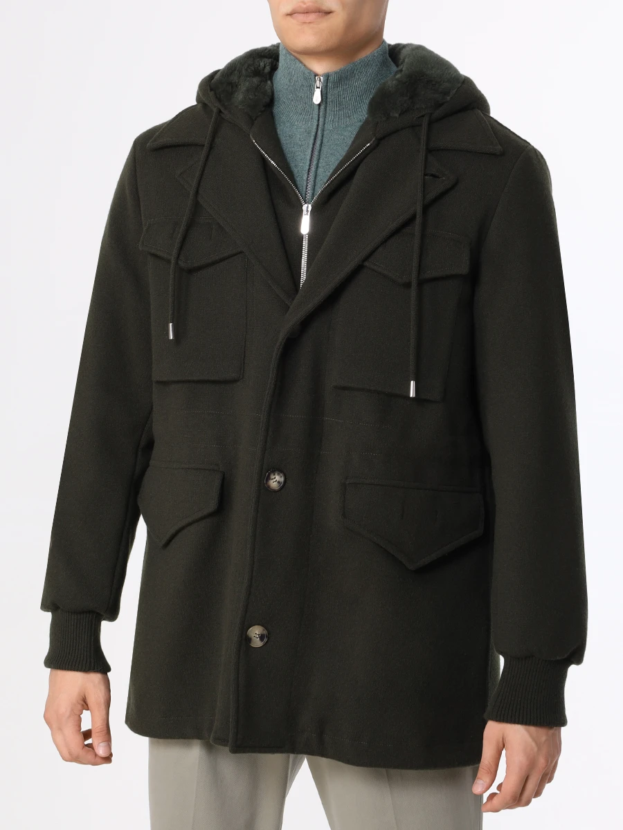 Куртка кашемировая на меху SVEVO 01055SA22 MP01/2 21606 Зеленый  Фото 4