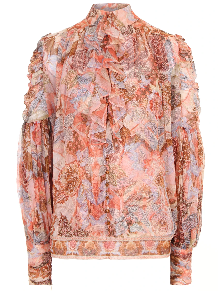 Блуза шелковая ZIMMERMANN 4810TKAL_TERF, размер 44, цвет мультиколор - фото 1
