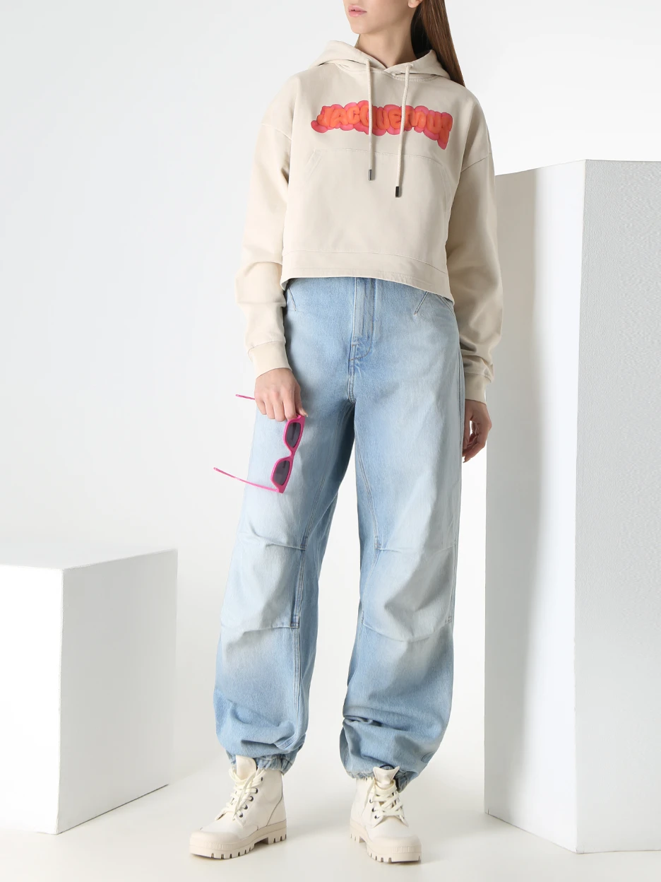 Худи хлопковое JACQUEMUS 22H223JS0502139 Бежевый  Фото 2