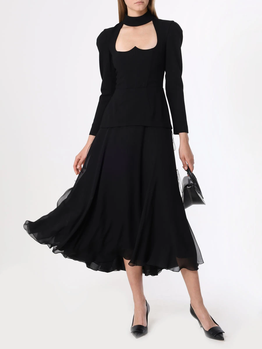 Платье однотонное ULYANA SERGEENKO ABM020FW21P2401m21 Черный  Фото 2