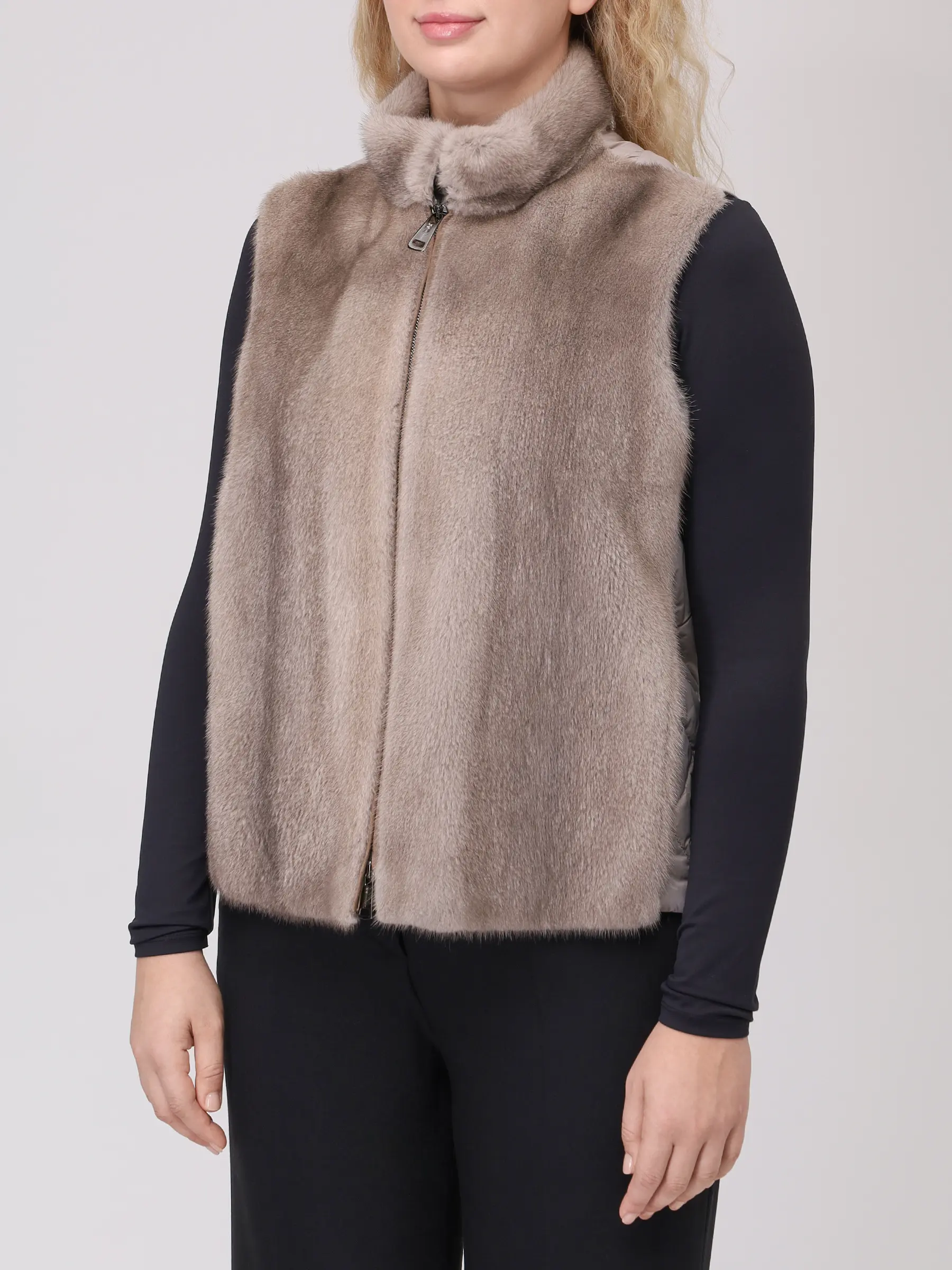 Жилет с мехом норки MANZONI 24 22M124 VNYTR2F б Бежевый  Фото 4