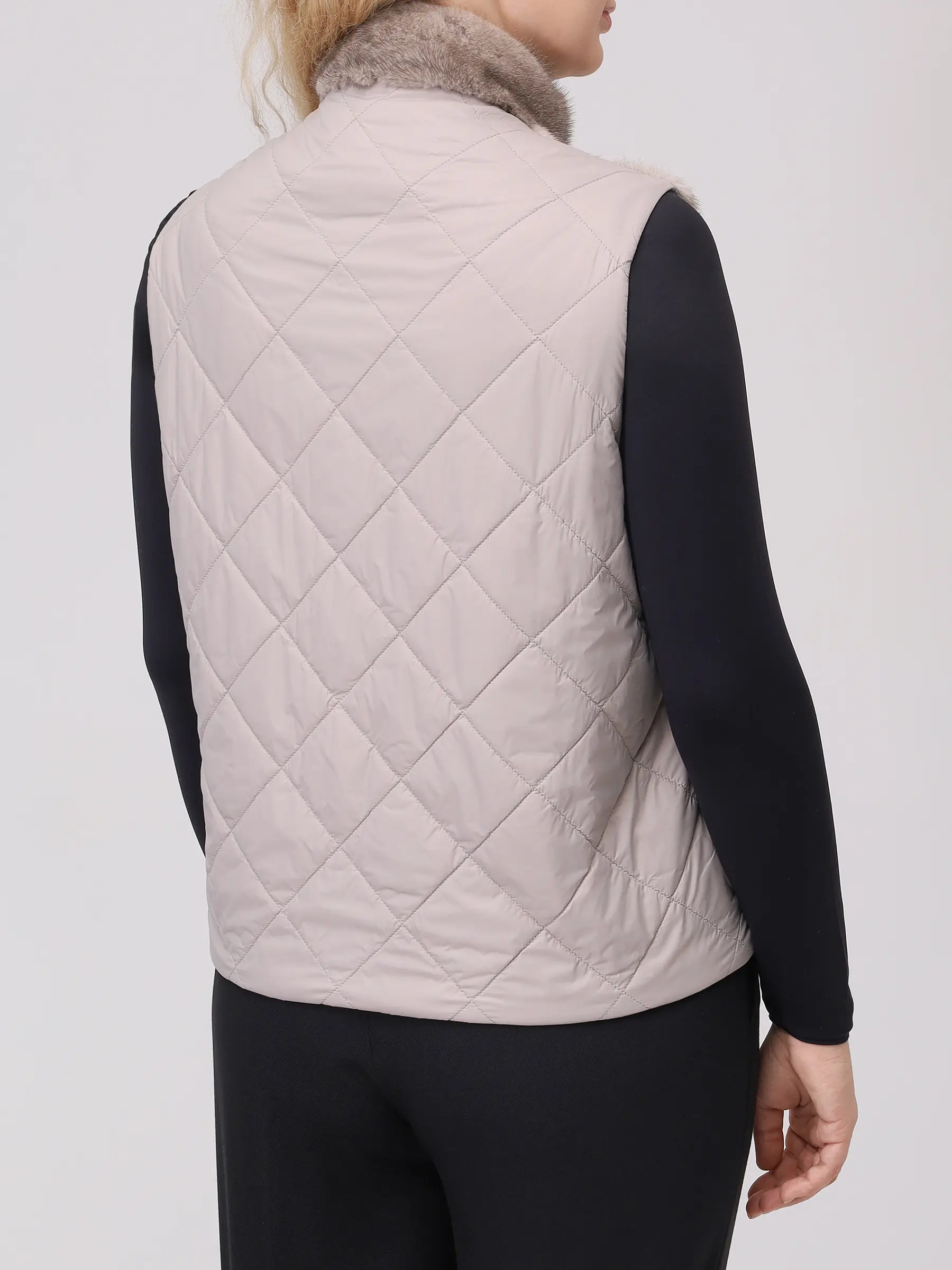 Жилет с мехом норки MANZONI 24 22M124 VNYTR2F б Бежевый  Фото 3