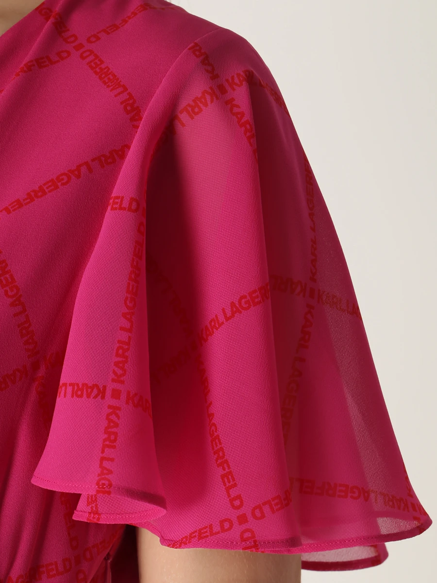 Платье плиссированное KARL LAGERFELD 231W1300 Q46 Фуксия, размер 40, цвет розовый - фото 5