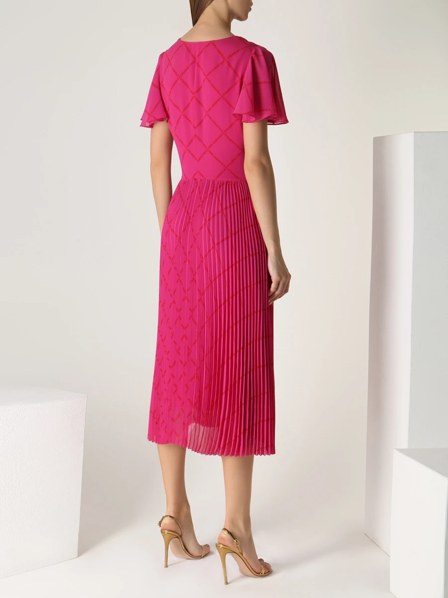 Платье плиссированное KARL LAGERFELD 231W1300 Q46 Фуксия, размер 40, цвет розовый - фото 3