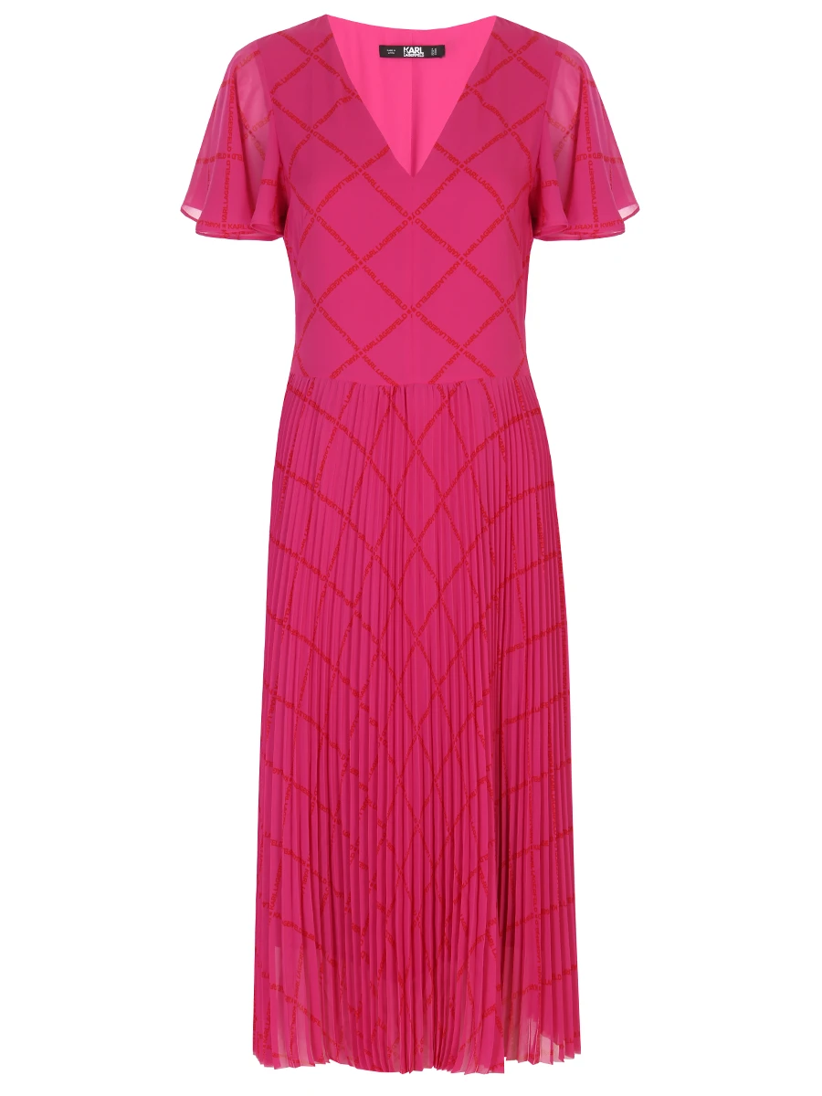 Платье плиссированное KARL LAGERFELD 231W1300 Q46 Фуксия, размер 40, цвет розовый - фото 1