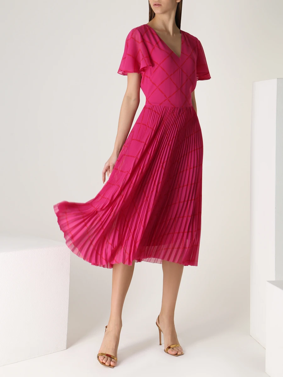 Платье плиссированное KARL LAGERFELD 231W1300 Q46 Фуксия, размер 40, цвет розовый - фото 2