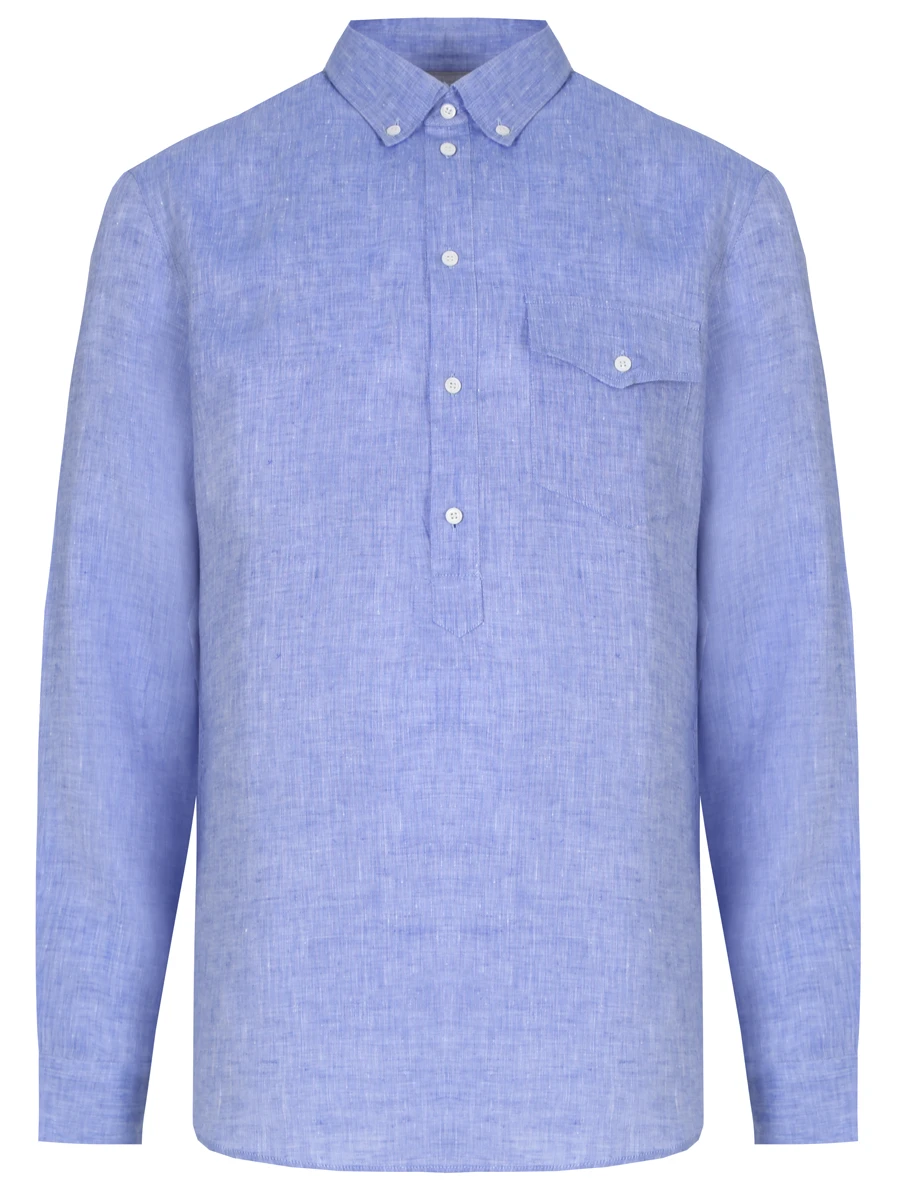 Рубашка Regular Fit льняная BRUNELLO CUCINELLI MB6083038 C010, размер 46, цвет голубой - фото 1