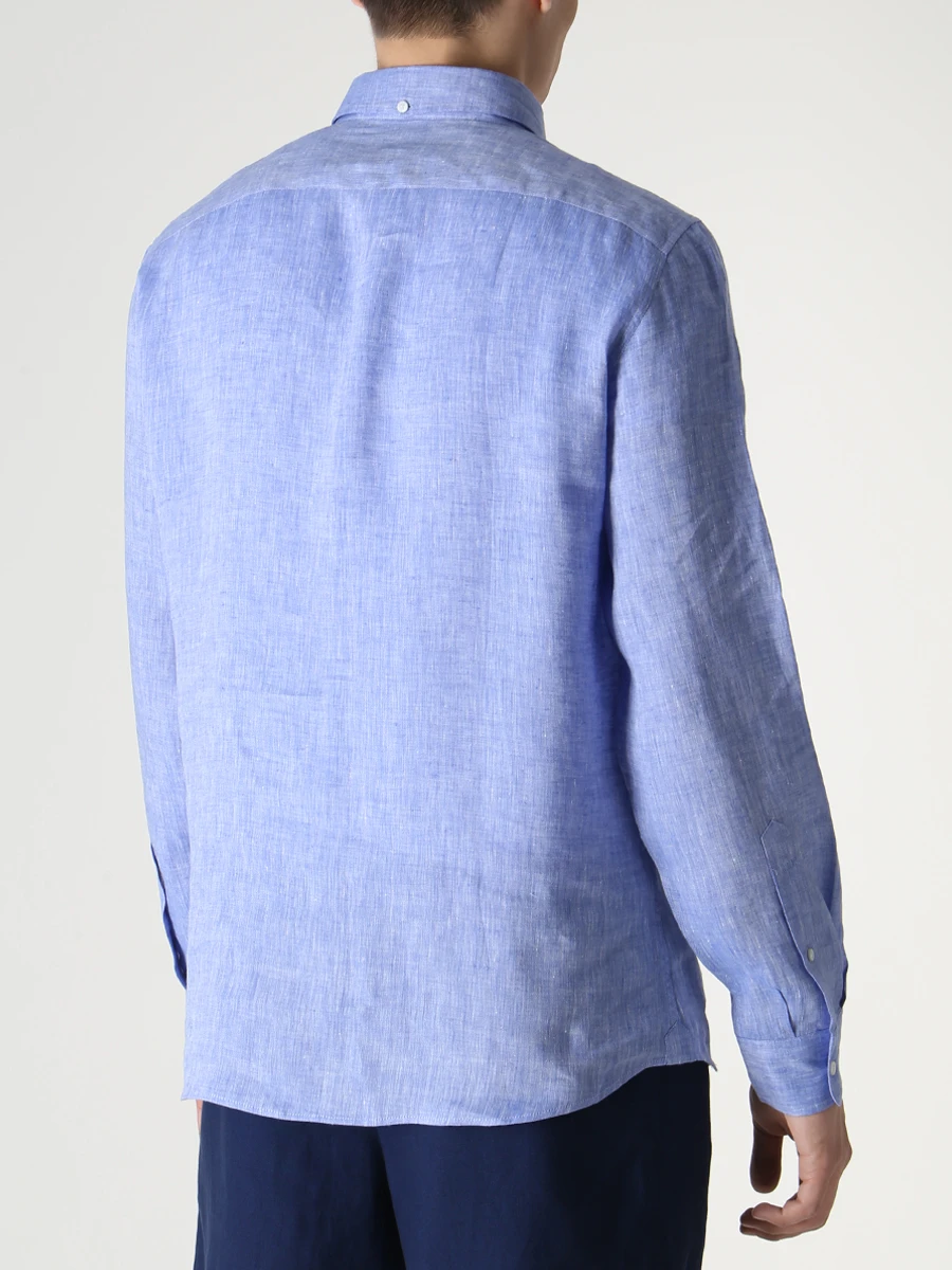 Рубашка Regular Fit льняная BRUNELLO CUCINELLI MB6083038 C010, размер 46, цвет голубой - фото 3