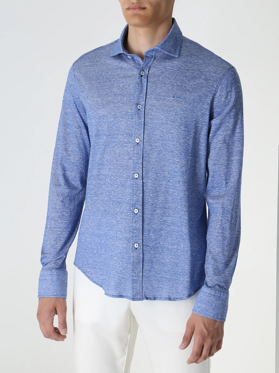 Рубашка Regular Fit из хлопка и льна PAUL & SHARK 23413156/123, размер 52, цвет голубой 23413156/123 - фото 4