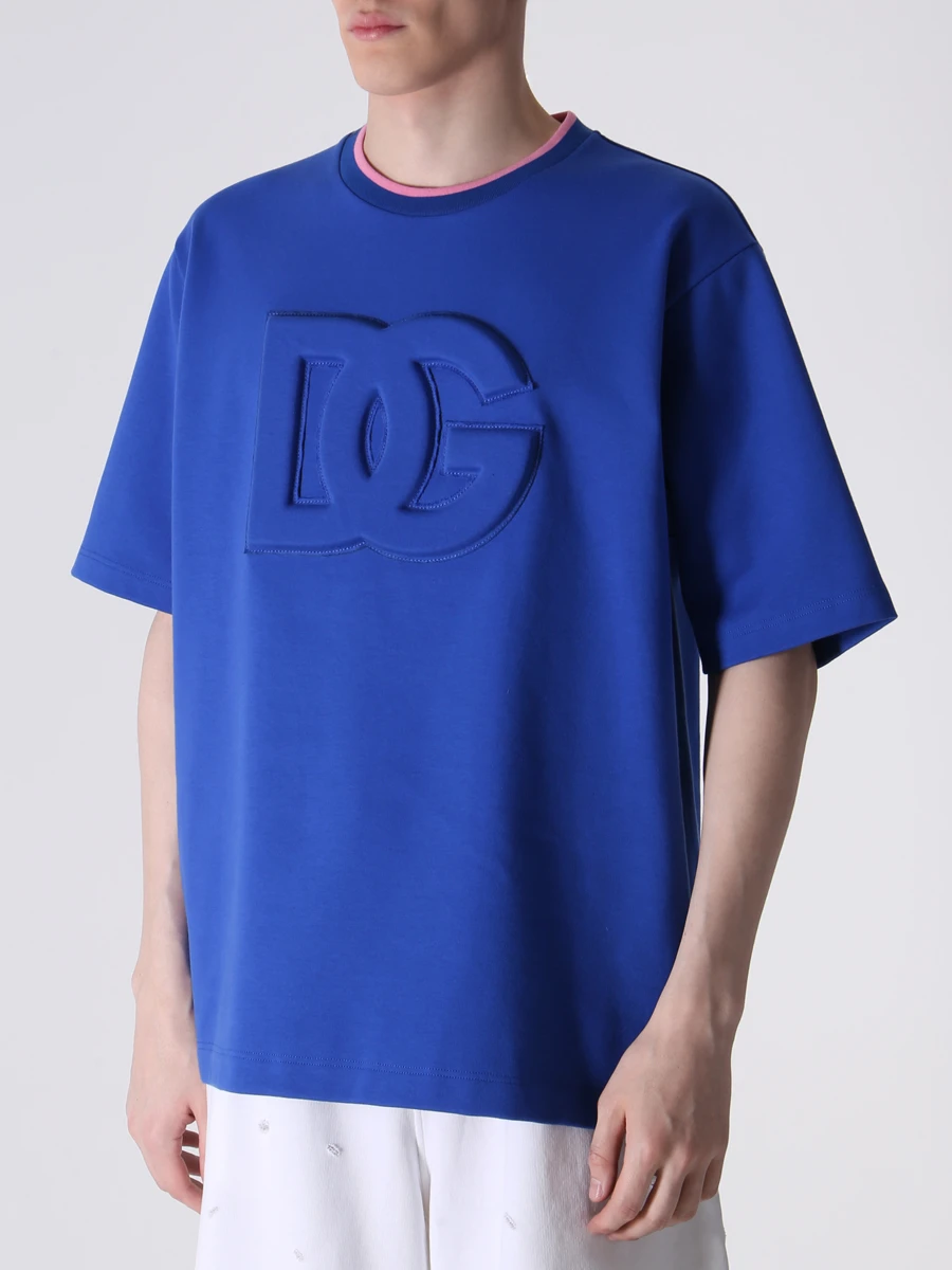 Футболка хлопковая DOLCE & GABBANA G8PO0Z FUGLJ B4401 Синий  Фото 4