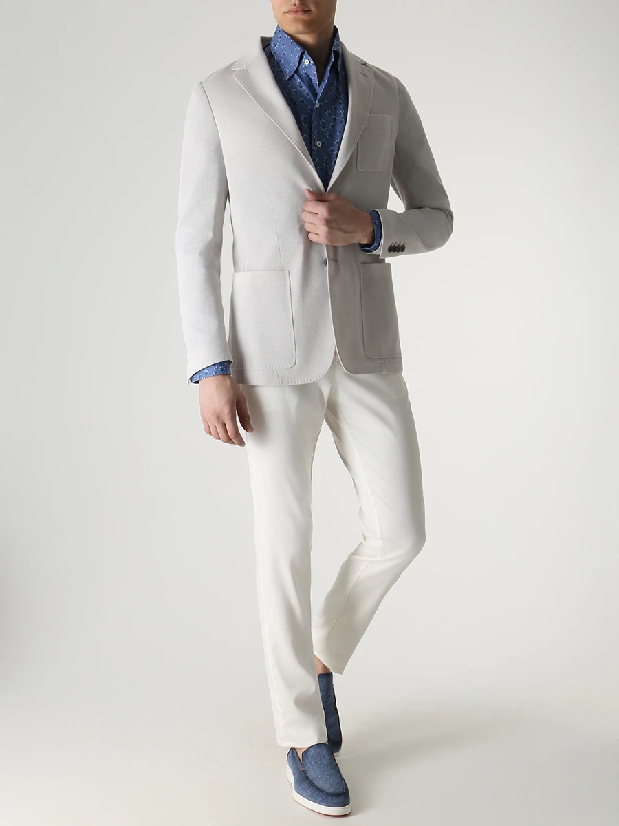 Рубашка Slim Fit хлопковая ROBERTO RICETTI CAMICIA AME BUSINESS/OROE3008 Синий  Фото 2