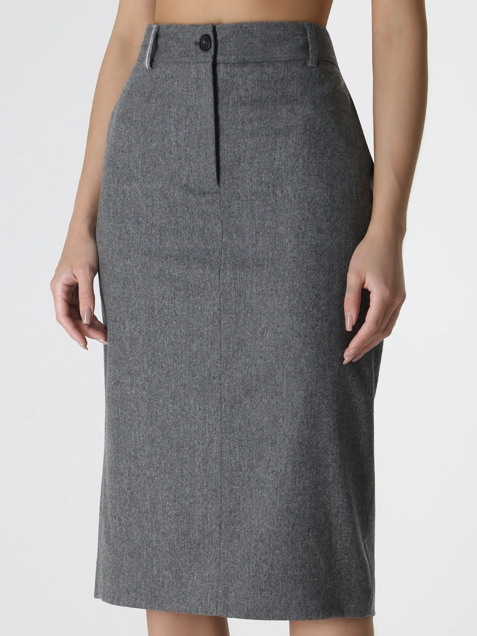 

Юбка-карандаш шерстяная, Серый, A2354GO02B/4010 946