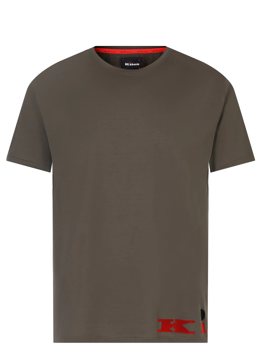 Футболка хлопковая KITON UK1269E23H101001 Зеленый 