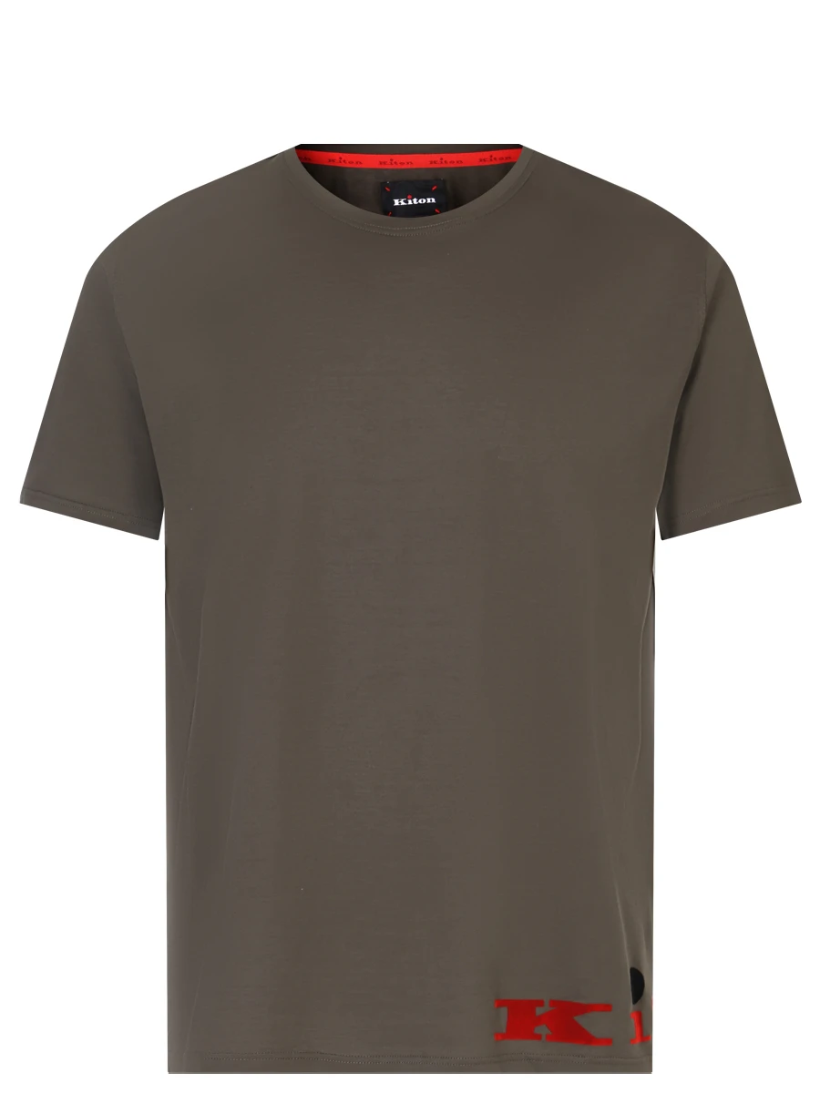 Футболка хлопковая KITON UK1269E23H101001 Зеленый  Фото 2