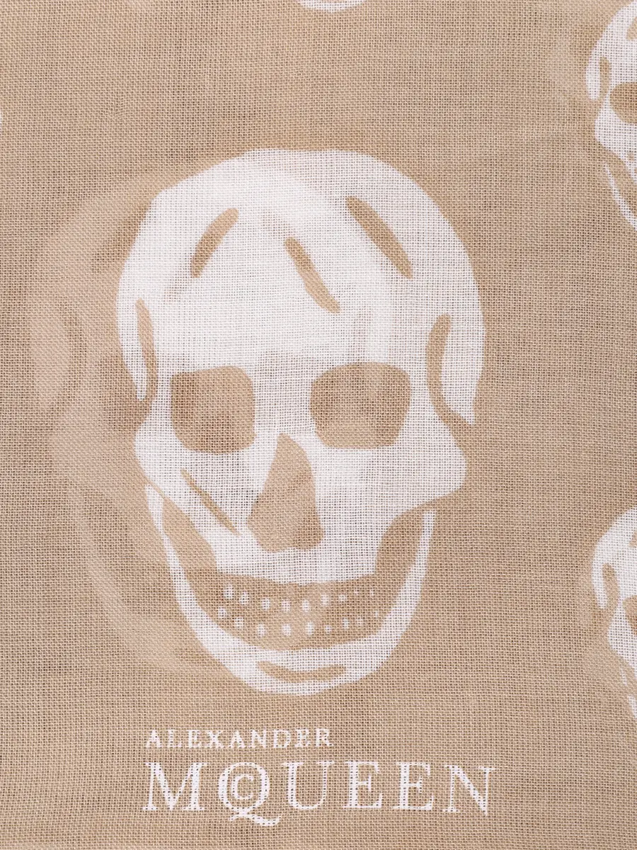 Платок из модала ALEXANDER MCQUEEN 110640/бежевый Бежевый  Фото 2