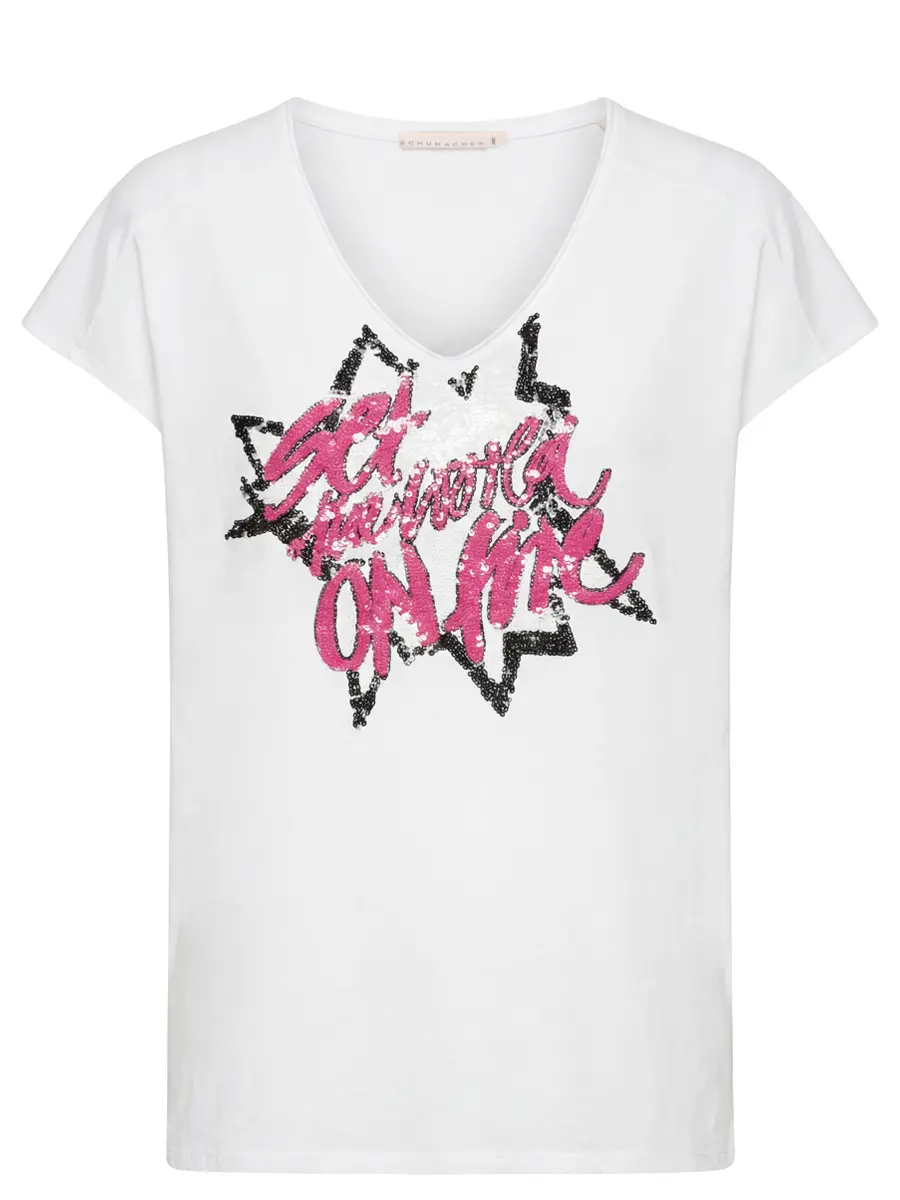 Футболка хлопковая DOROTHEE SCHUMACHER 123703-пайэтки/белый,розовый Белый 