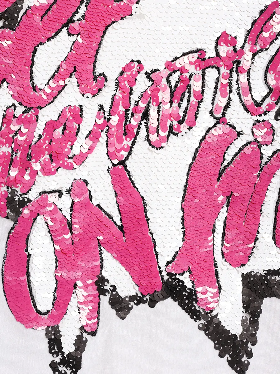 Футболка хлопковая DOROTHEE SCHUMACHER 123703-пайэтки/белый,розовый Белый  Фото 3