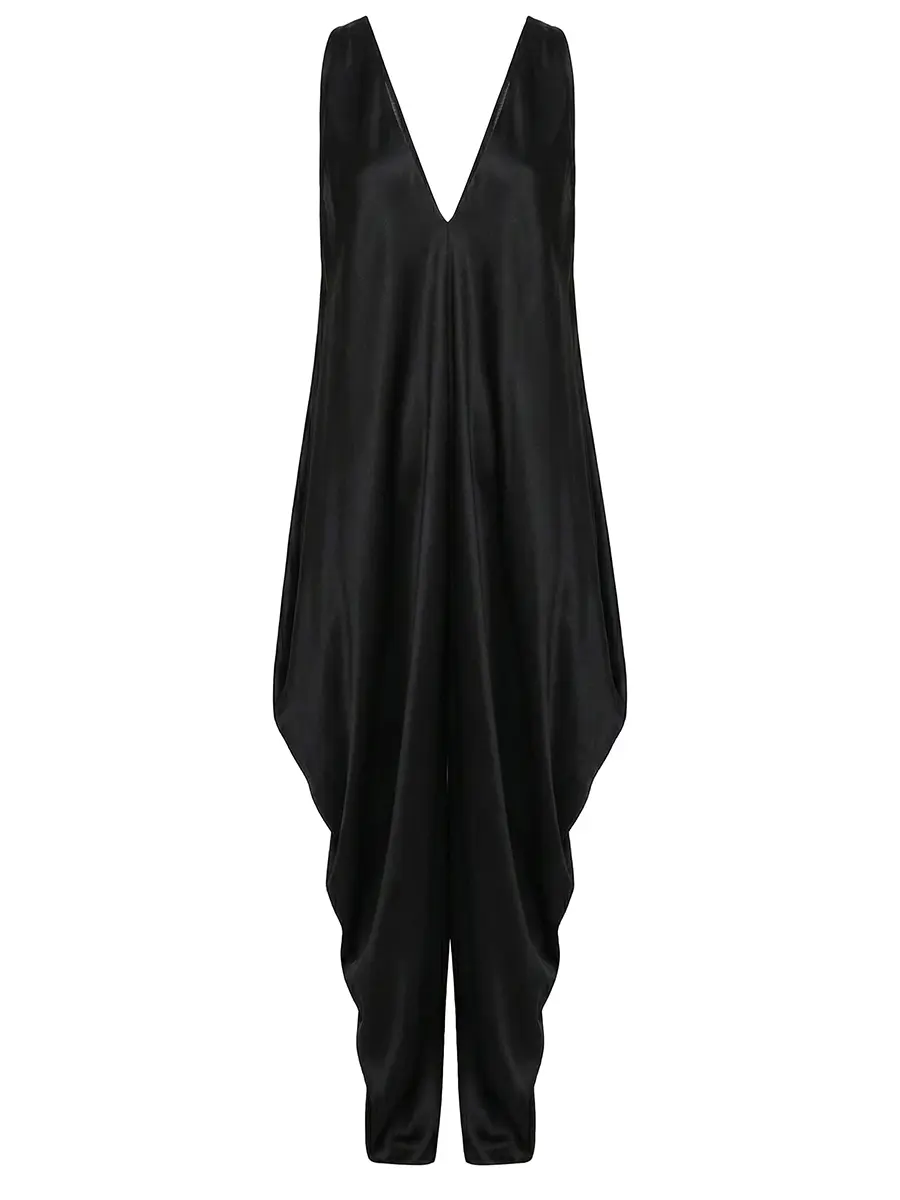 Комбинезон шелковый SAINT LAURENT 267610 Черный  Фото 2