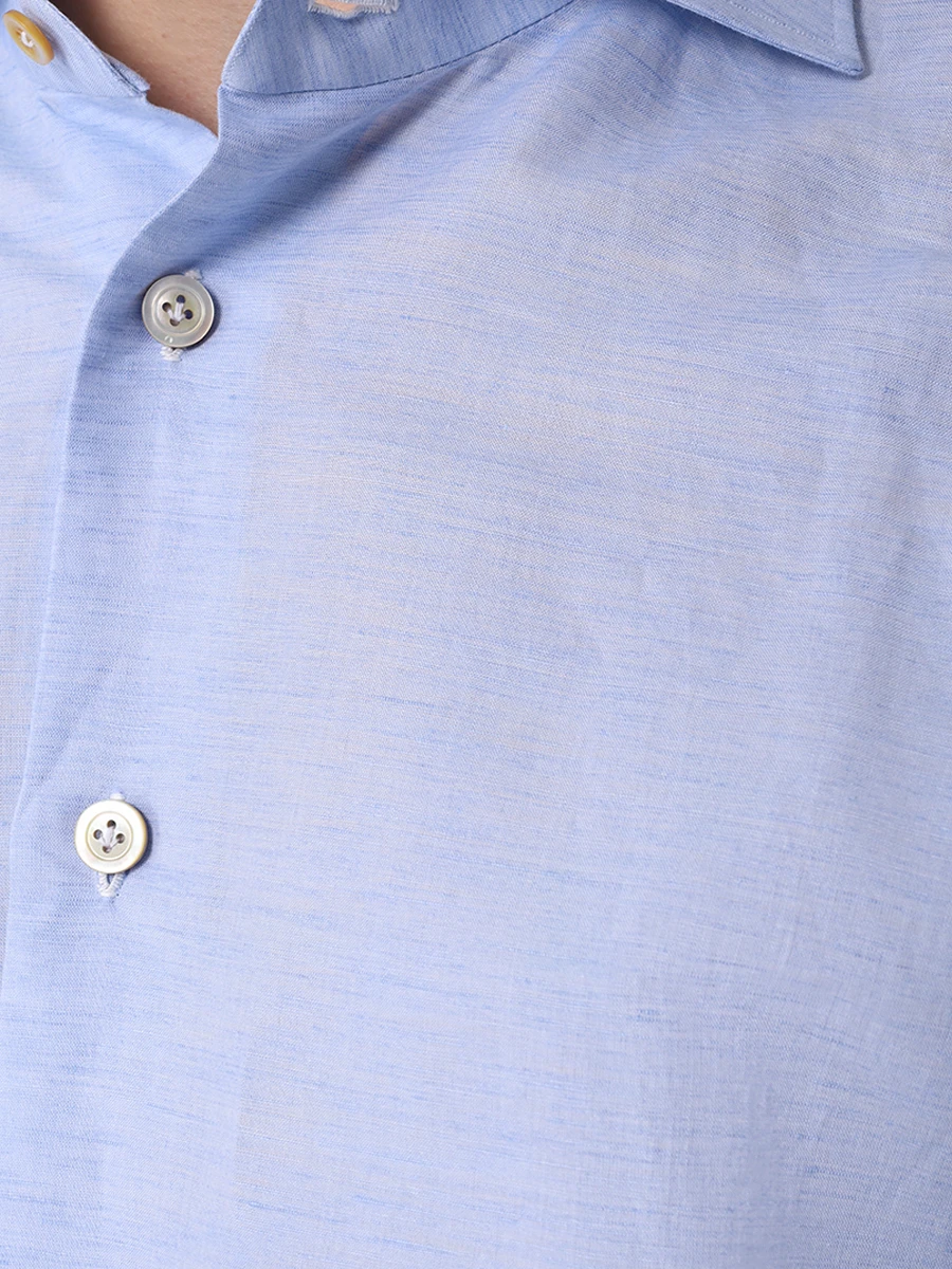 Рубашка Regular Fit льняная KITON 389102 Голубой  Фото 5