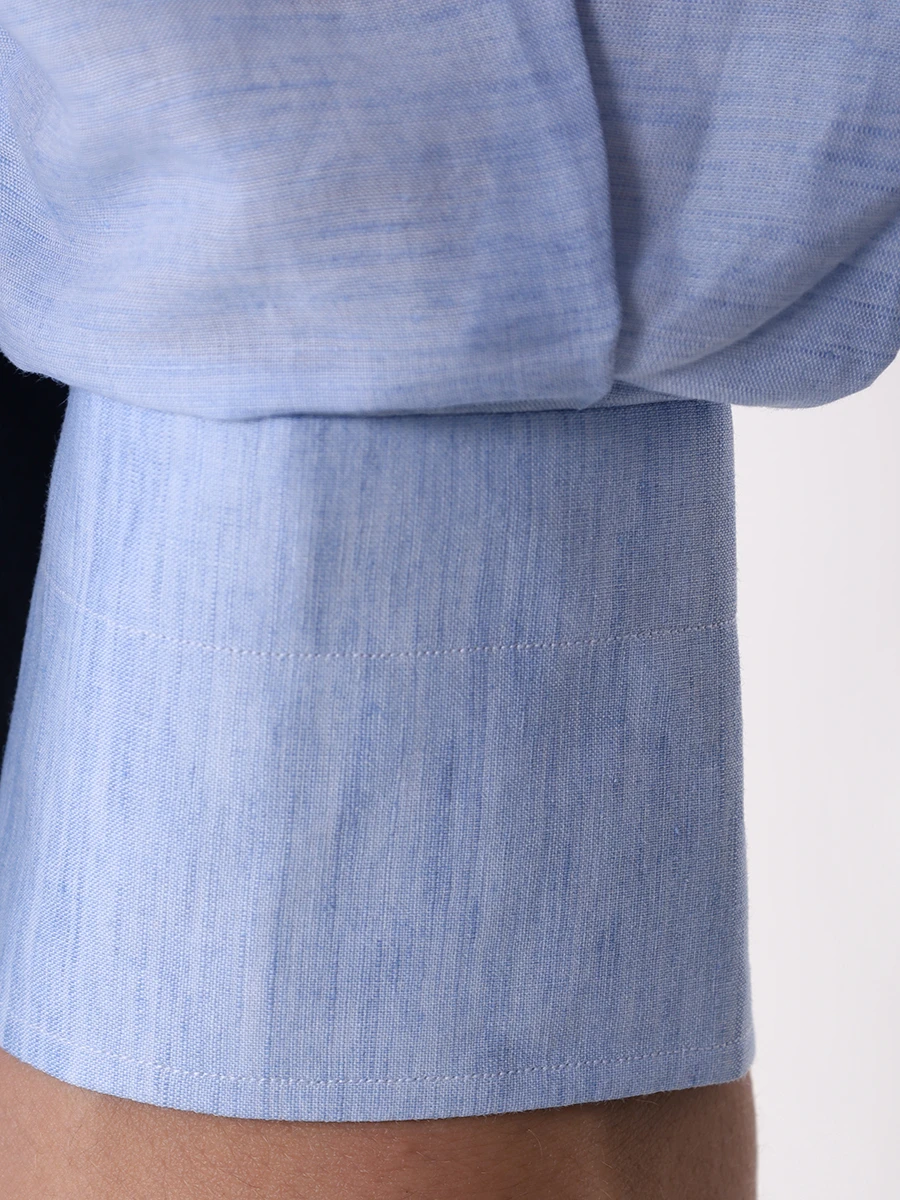 Рубашка Regular Fit льняная KITON 389102 Голубой  Фото 6