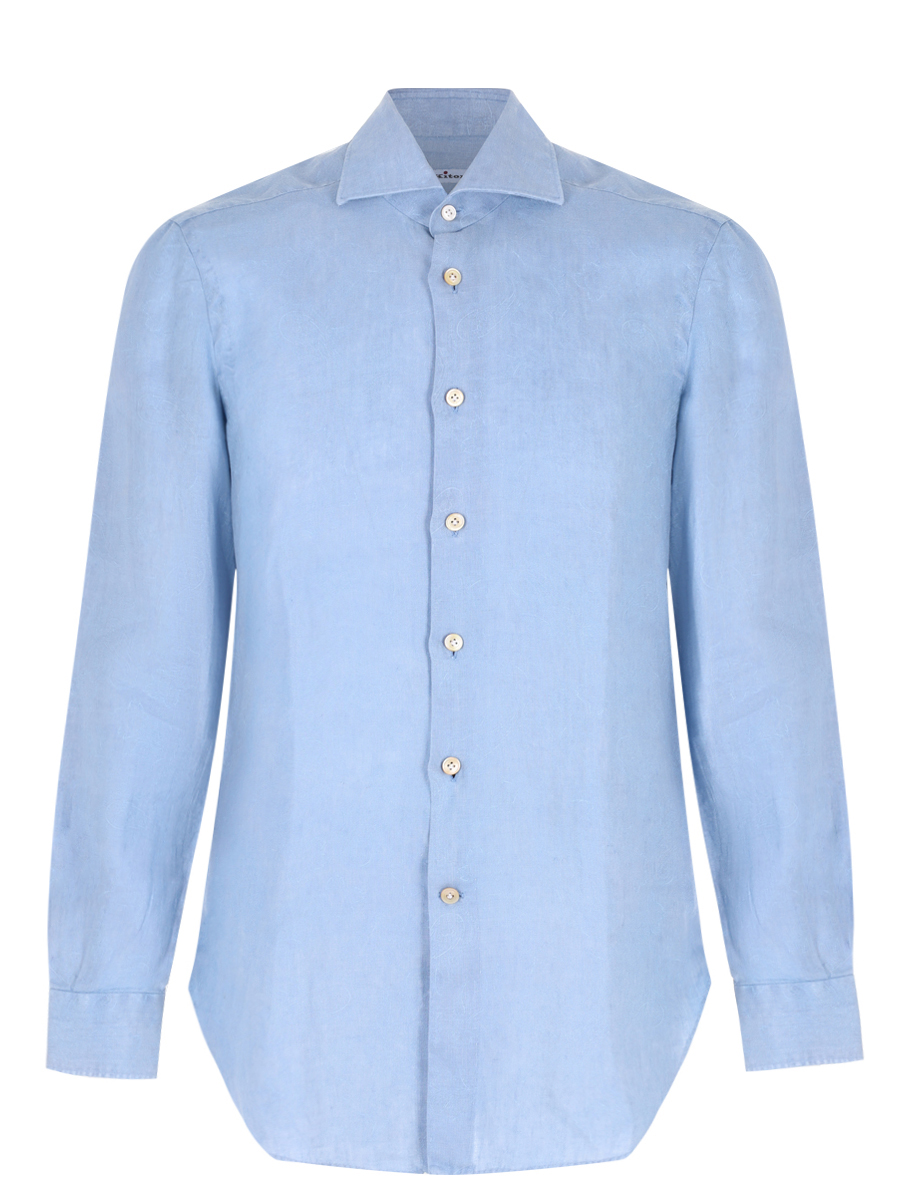 Рубашка льняная KITON 470904 Голубой 