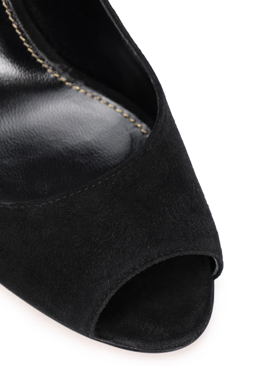 Туфли замшевые SERGIO ROSSI 62661- Черный откр.нос, размер 39 - фото 5