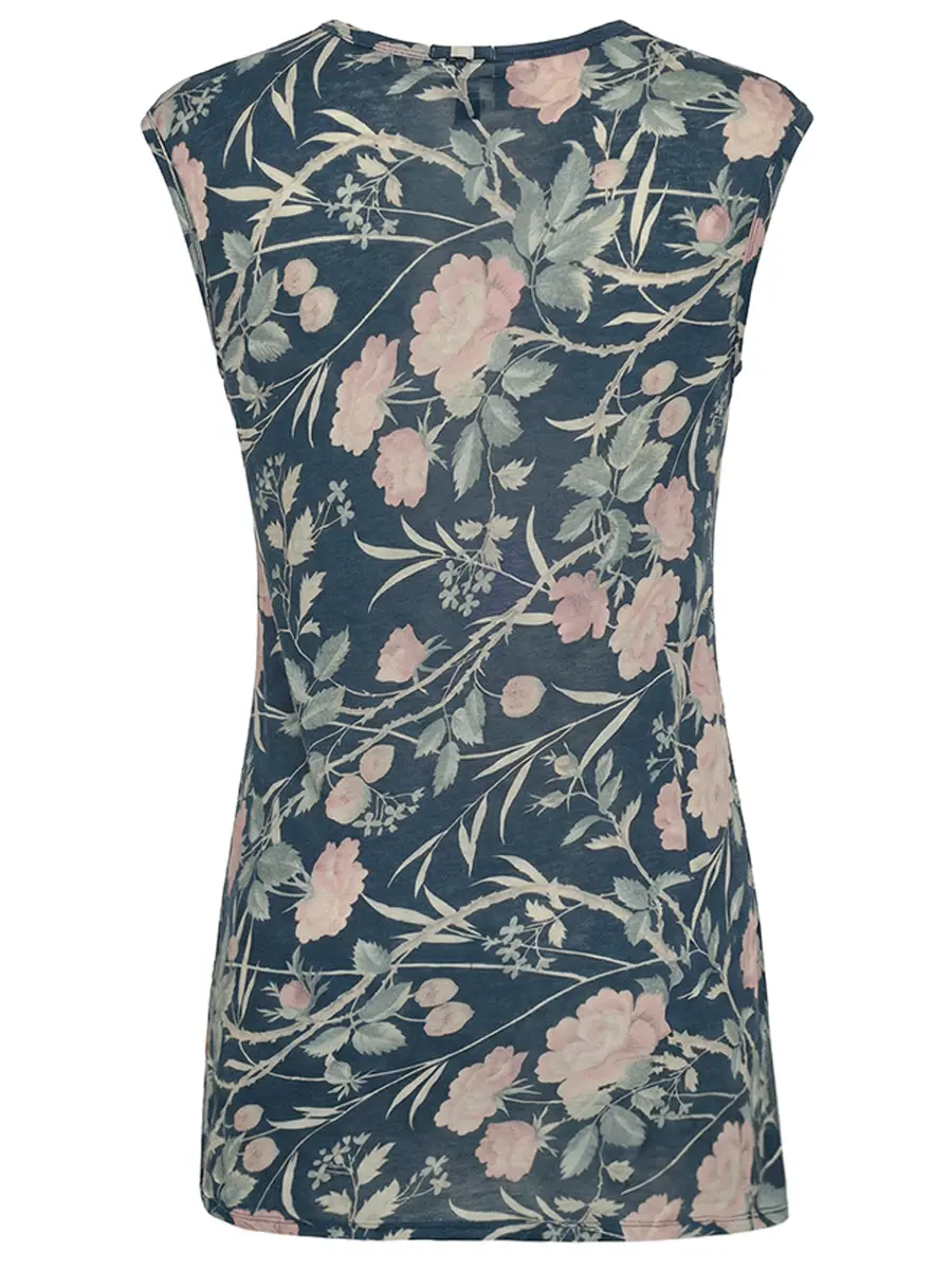 Топ хлопковый HIGH 75269312351/синий/цветы Цветочный принт  Фото 2