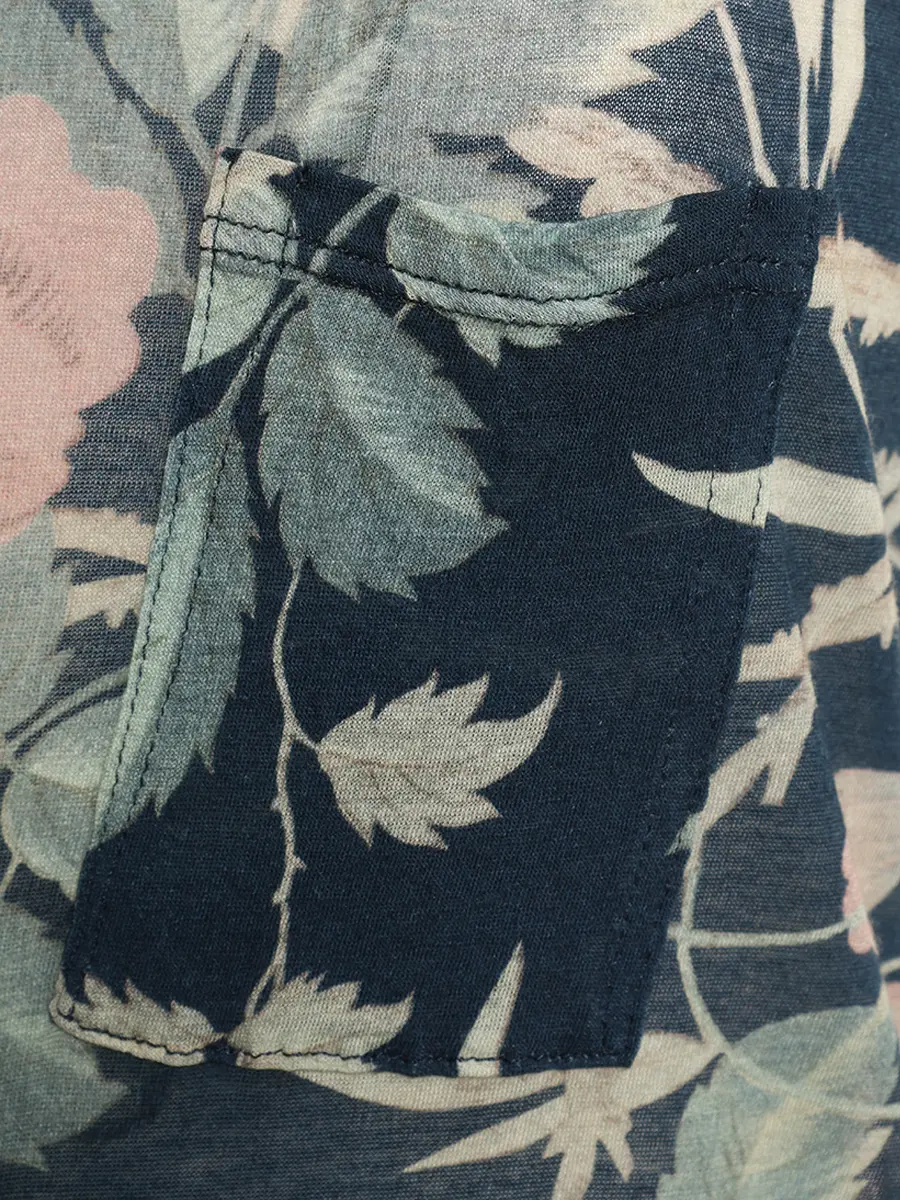 Топ хлопковый HIGH 75269312351/синий/цветы Цветочный принт  Фото 3