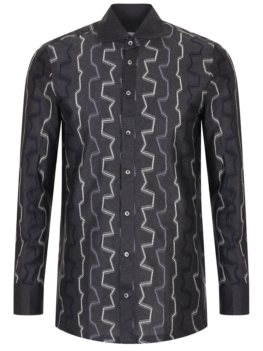 

Рубашка Slim Fit хлопковая, Серый, 8215