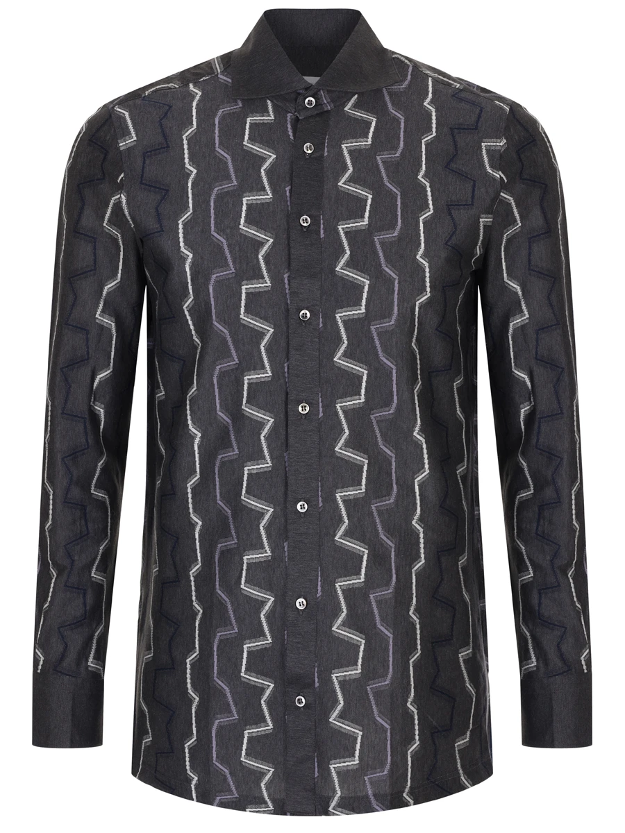 

Рубашка Slim Fit хлопковая, Серый, 8215