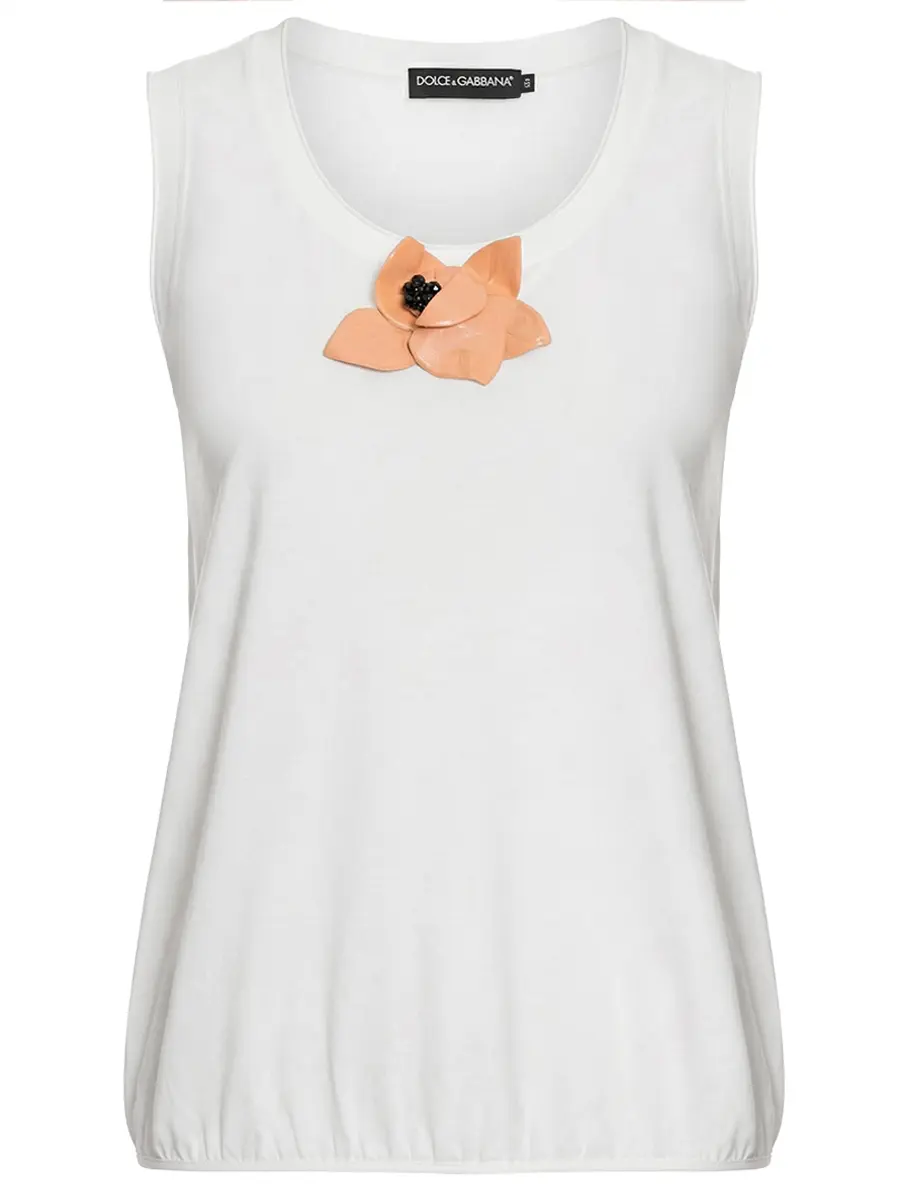 

Майка хлопковая, Белый, f8a90t/79/розовый цветок