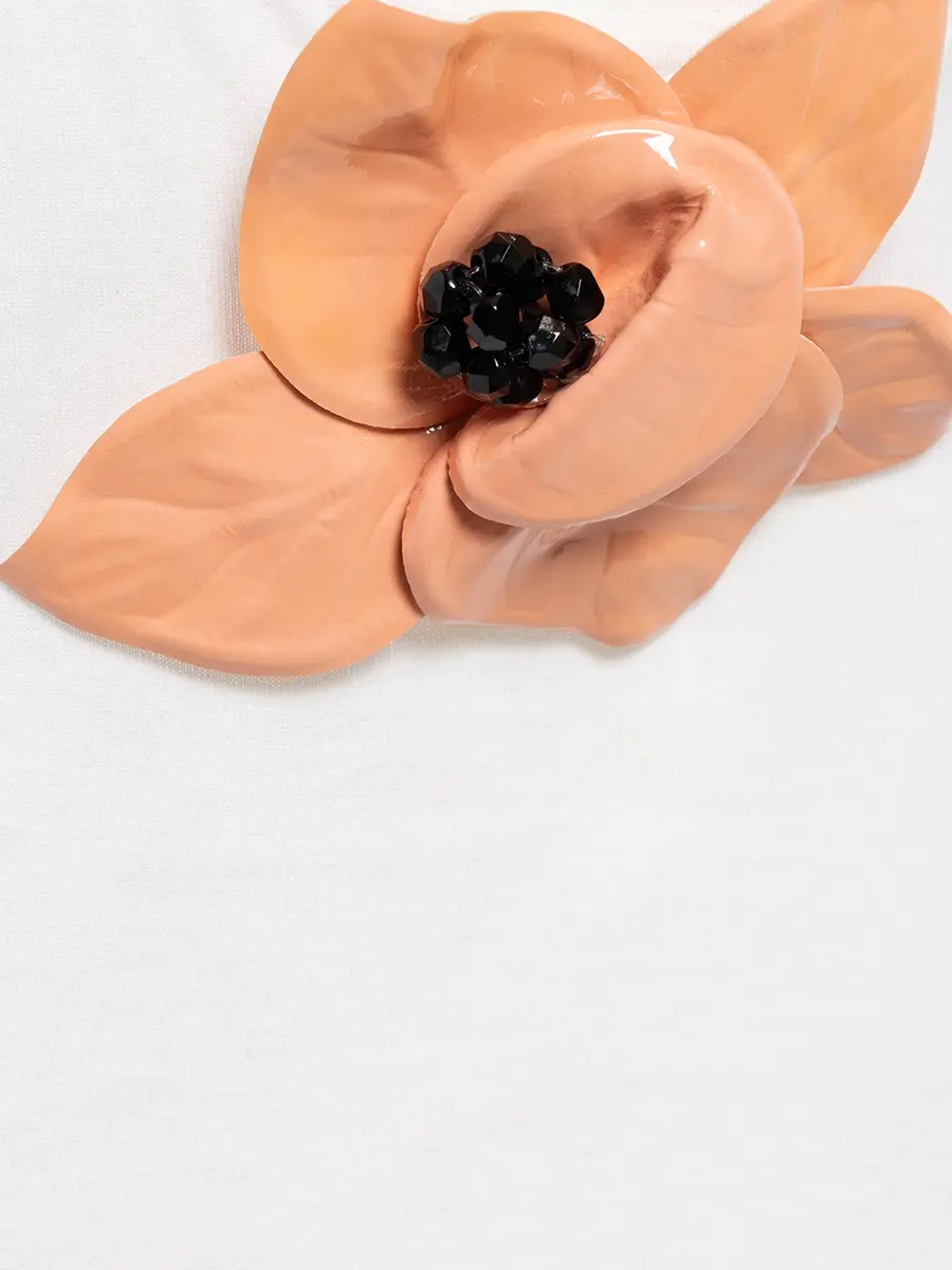 

Майка хлопковая, Белый, f8a90t/79/розовый цветок