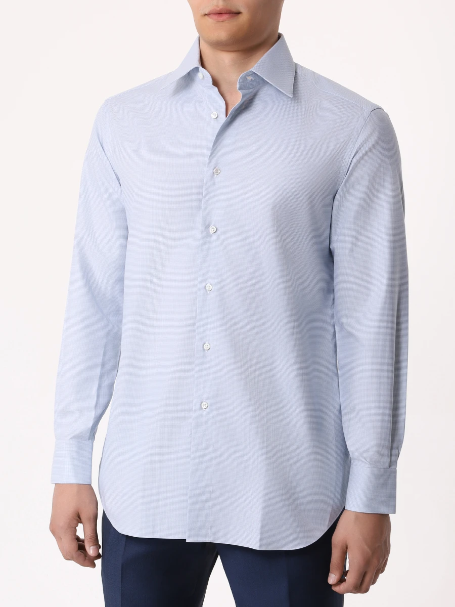 Рубашка Slim Fit хлопковая BRIONI RCL80T/0404B8700 Голубой  Фото 4