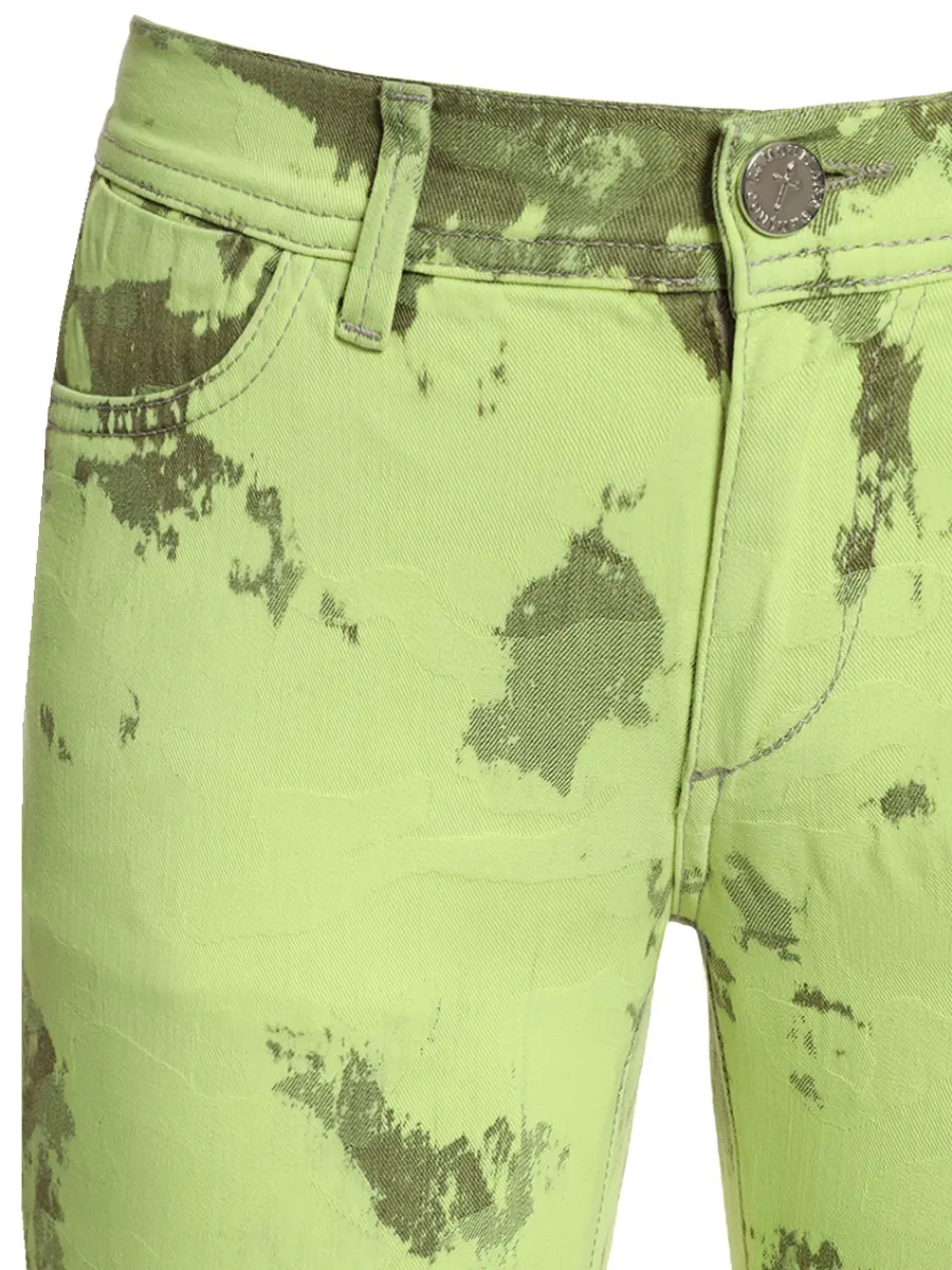 Джинсы хлопковые CAMOUFLAGE COUTURE SONIA11 Blitched неон/салат. Зеленый  Фото 3