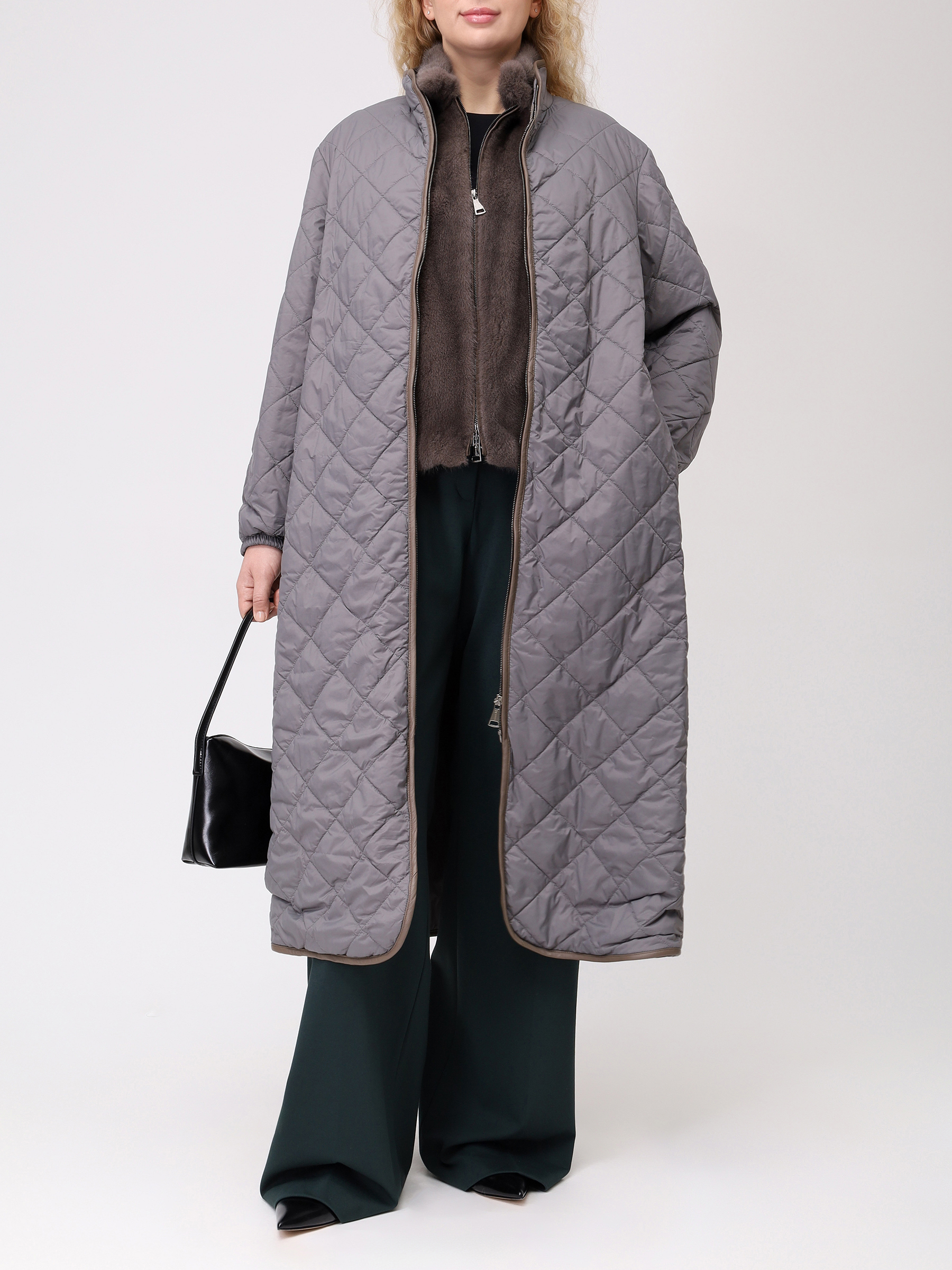 Пальто стеганое MANZONI 24 22M1032 NYTR2L8 Серый  Фото 2