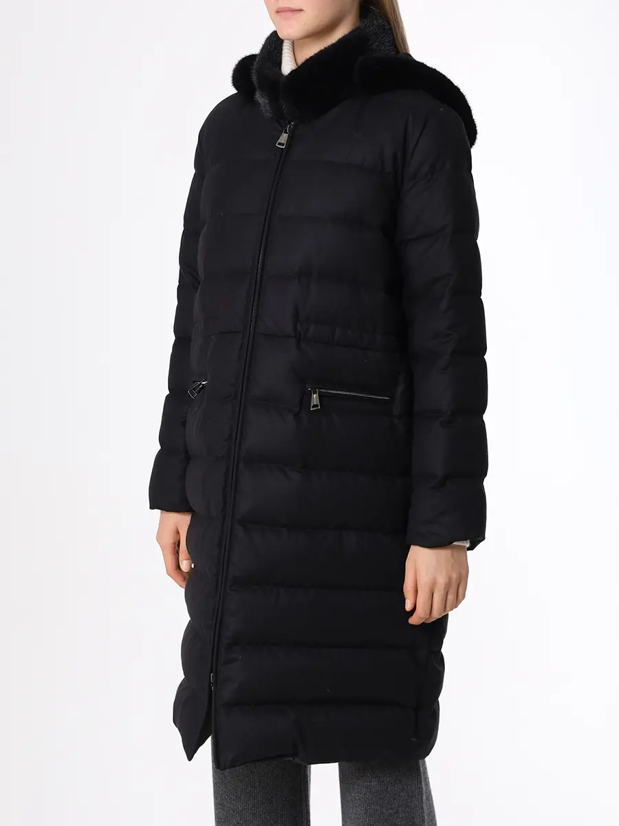 Пуховик стеганый MANZONI 24 22M579 ZELOV Черный  Фото 4