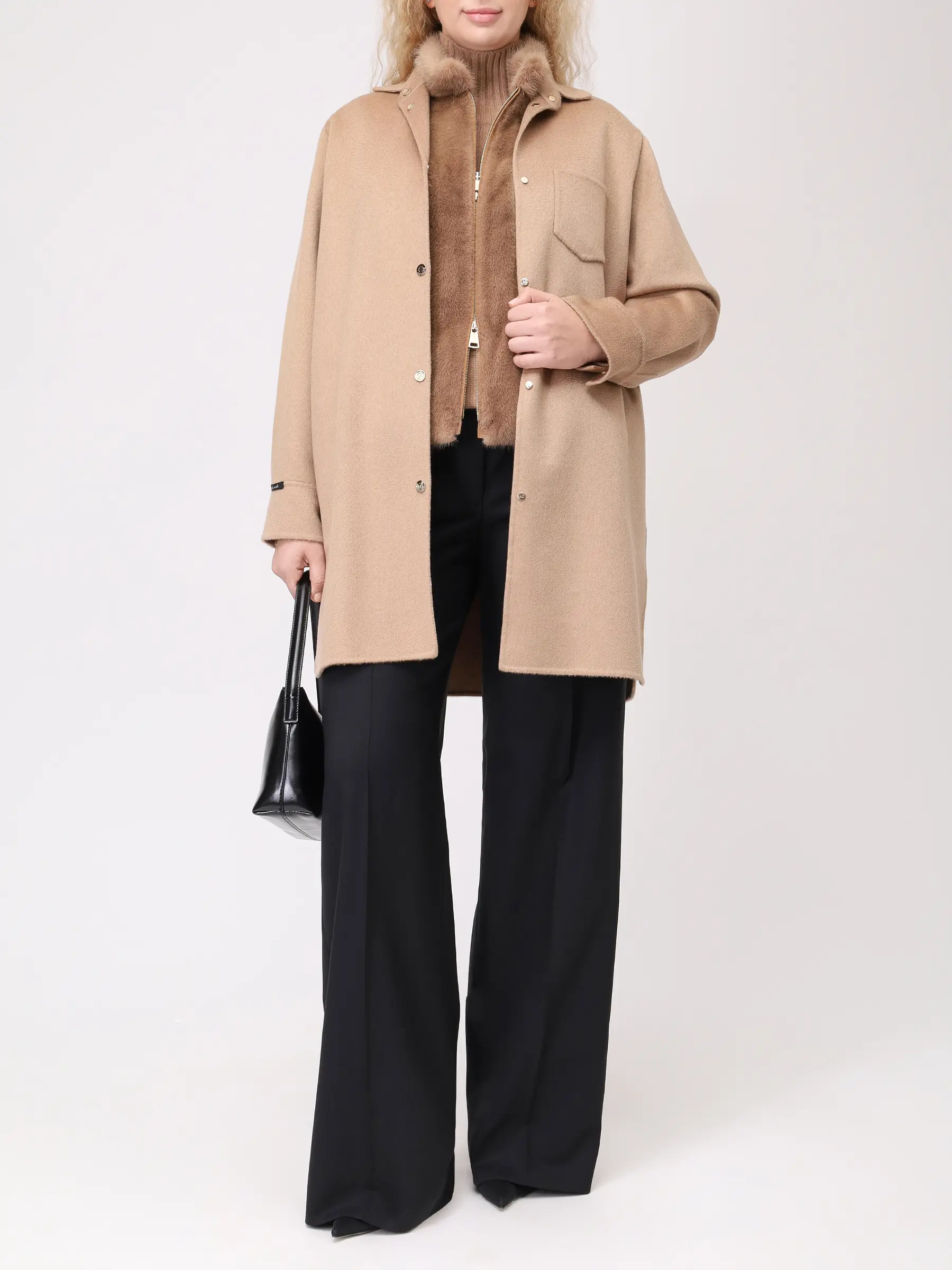 Жилет из кашемира и меха норки MANZONI 24 22M124 VWS1F Бежевый  Фото 2