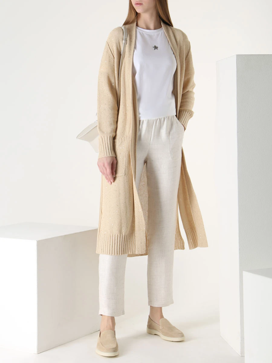 Брюки льняные LORENA ANTONIAZZI P2349PA80A/4152 1290 Бежевый  Фото 2