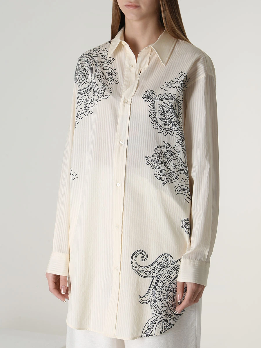 Рубашка хлопковая ETRO D19385 0990 Кремовый  Фото 4