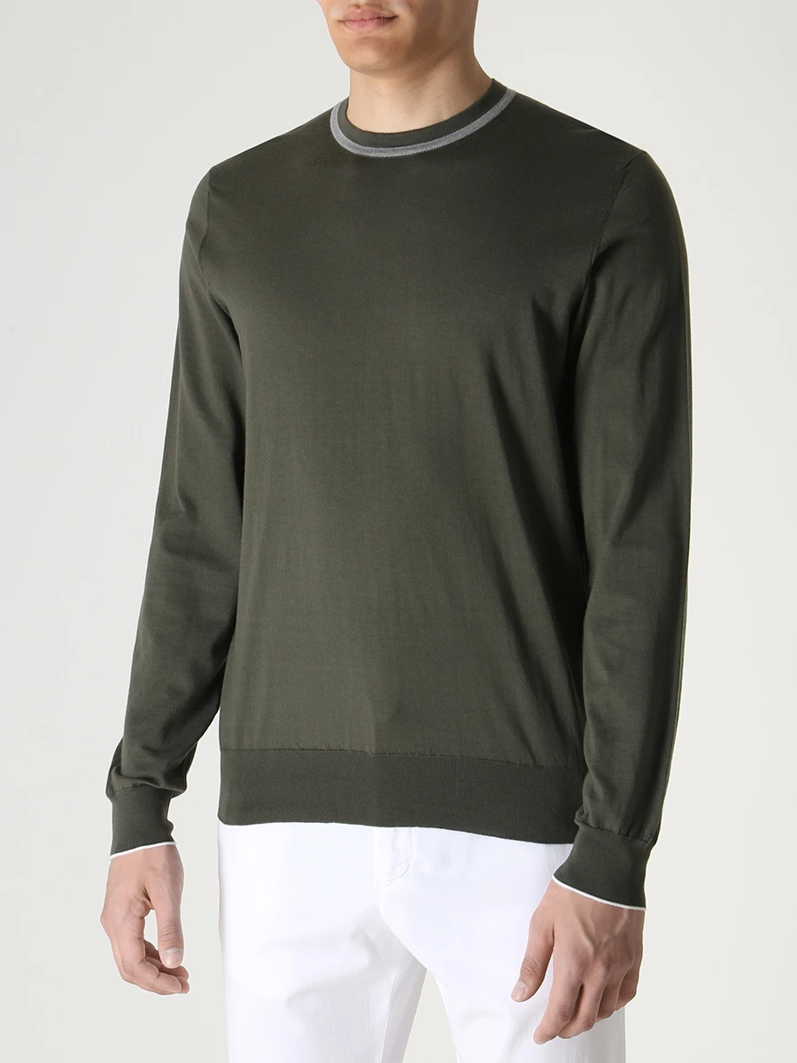 Джемпер хлопковый FIORONI CASHMERE MK26611A1 E-23 E15 Зеленый  Фото 4