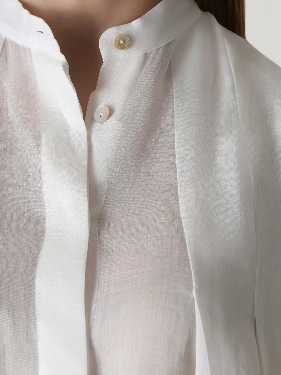 Блуза из рами BARBA 33001 01 32, размер 44, цвет белый - фото 5