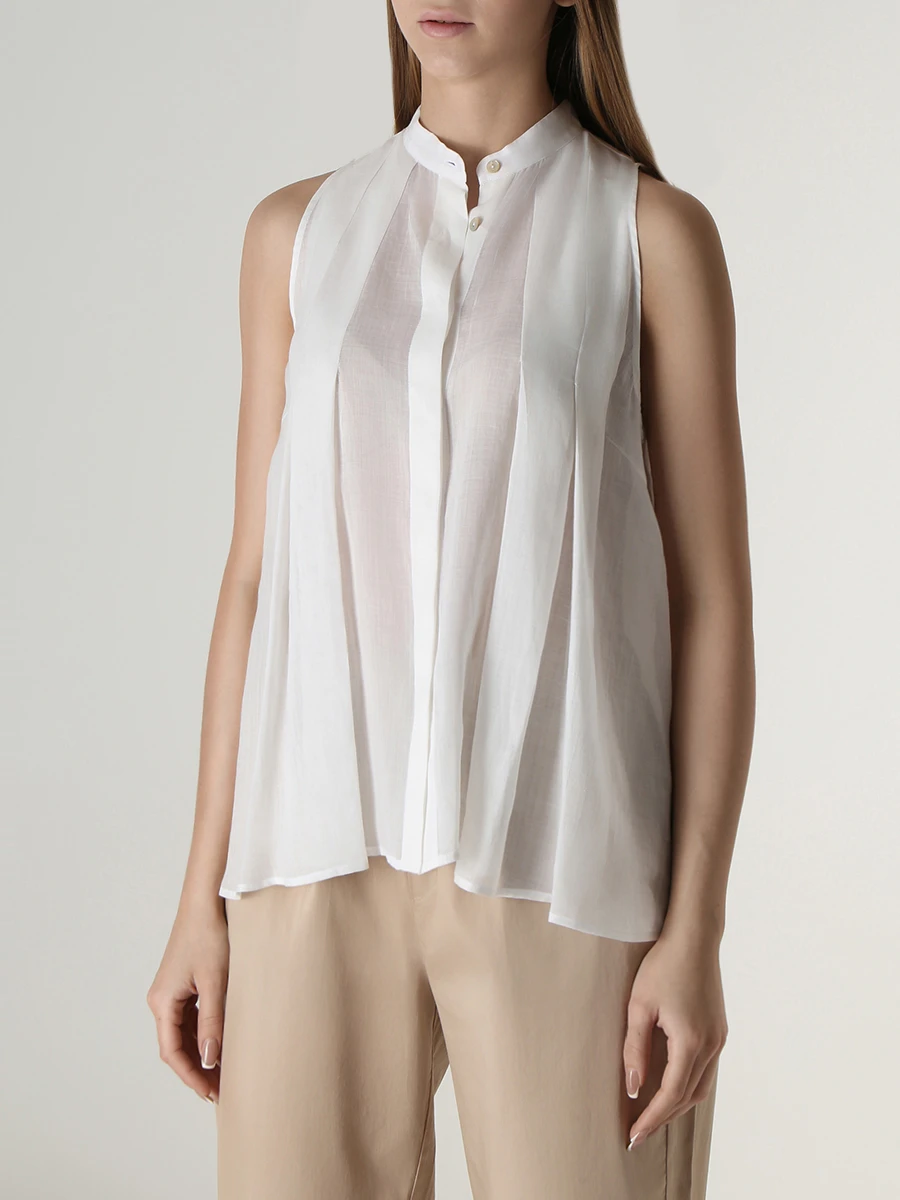 Блуза из рами BARBA 33001 01 32, размер 44, цвет белый - фото 4